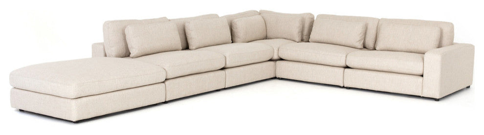 Four Hands Bloor 5-Piece Sectional Set With Ottoman, Essence Natural