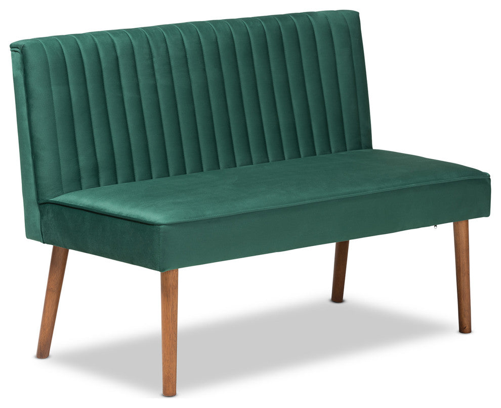 Venera Mid-Century Modern Dining Collection, Emerald Green/Walnut Brown, 2-Piece