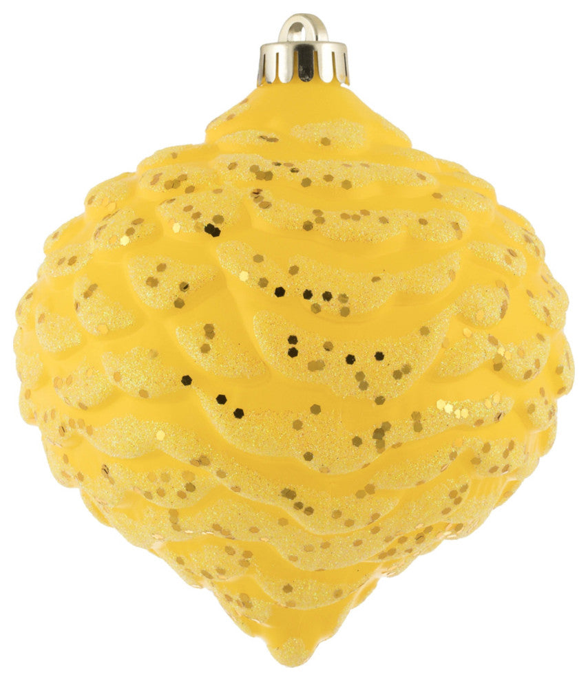 Vickerman N183878D 6" Yellow Glitter Pinecone Christmas Ornament