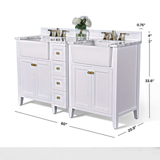 Adeline Vanity Set, White, 60", Double Sink