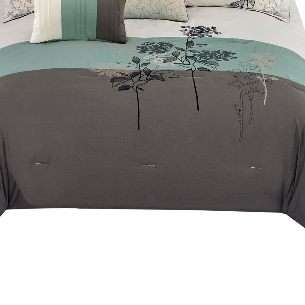 Benzara BM225152 8 Piece Queen Polyester Comforter Set, Multicolor