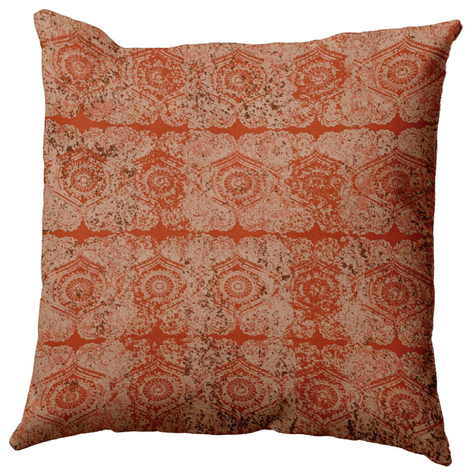 Patina Geometric Print Pillow, Orange/Rust, 18" X 18"