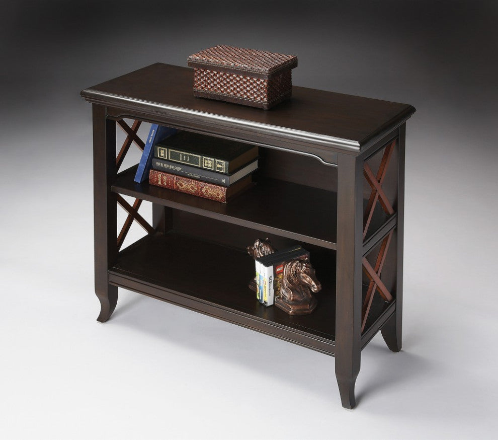 Newport Black and Cherry Low Bookcase