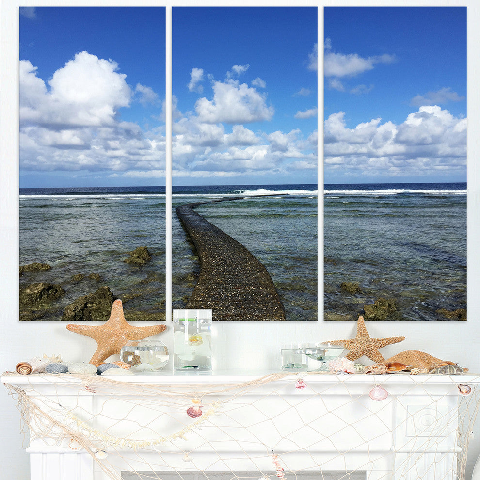 "Rocky Coast along Pacific Ocean" Metal Wall Art, 3 Panels, 36"x28"