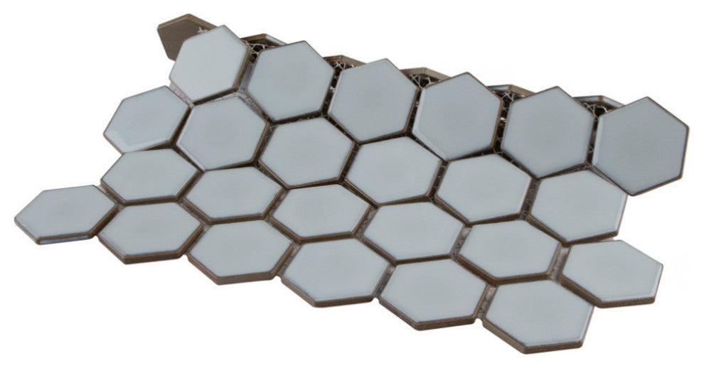 Hudson Due 2" Hex Silk White Porcelain Floor and Wall Tile