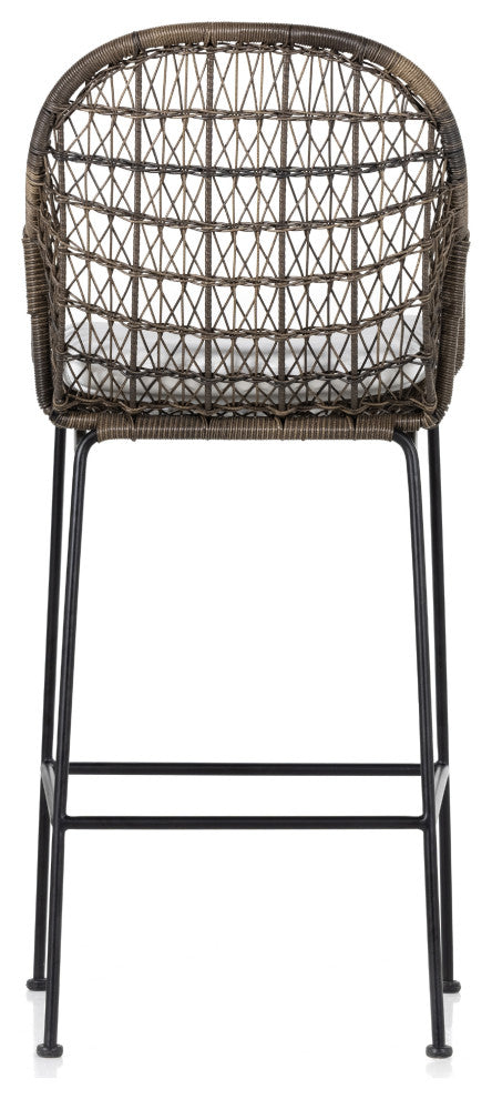 Bandera Outdoor Stool WithCshn-Grey-Bar
