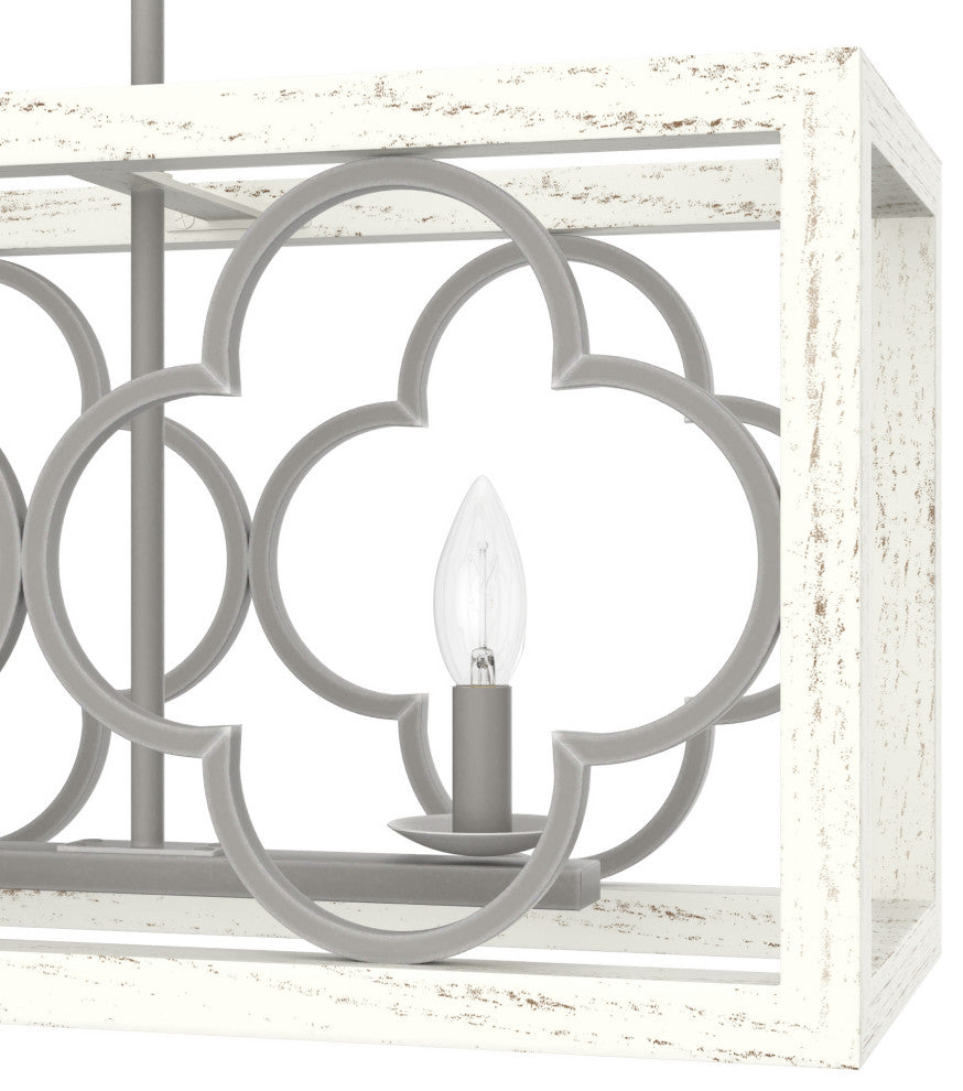 Hunter Gablecrest Painted Concrete and Rustic White Linear Chandelier