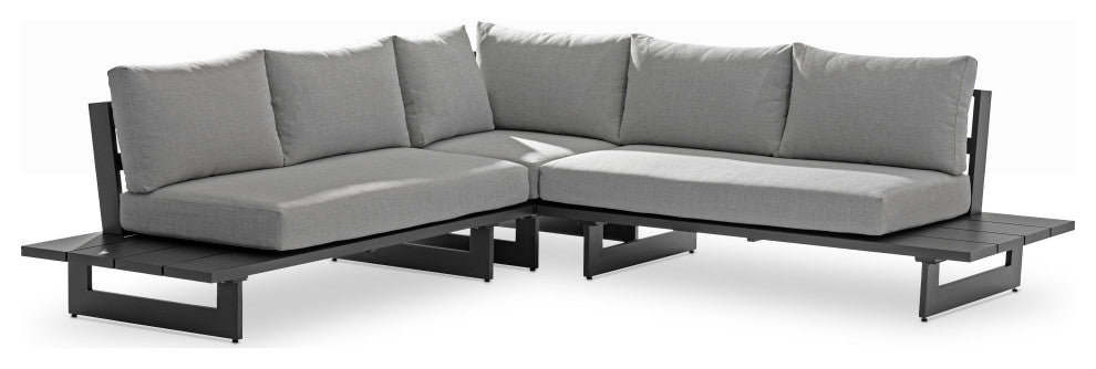 Maldives Outdoor Patio Sectional, Grey, Grey Frame