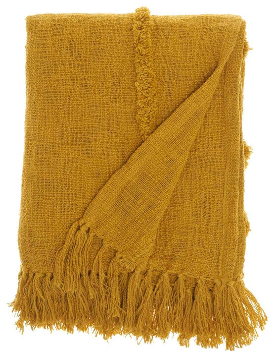 Mina Victory SH018 Throw Blanket, Mustard, 50" x 60"