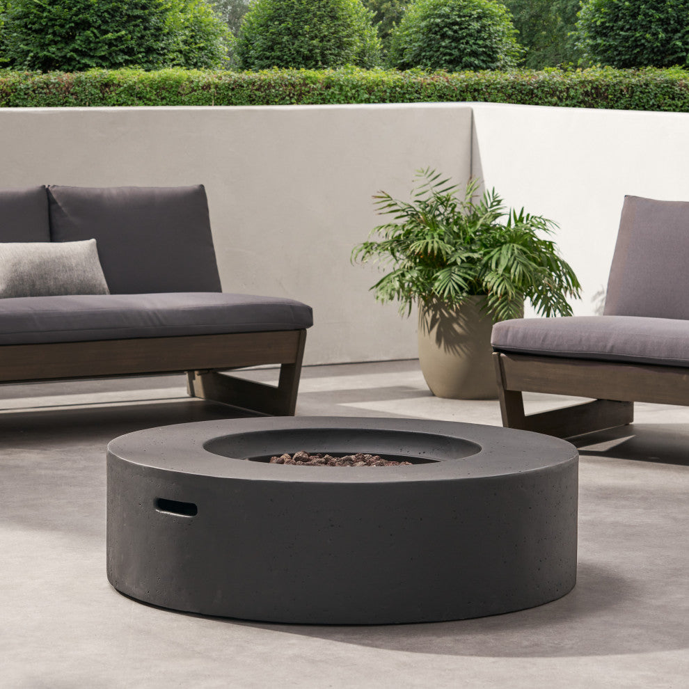 Hearth Outdoor 50,000 BTU Circular Fire Pit, No Tank Holder, Dark Gray