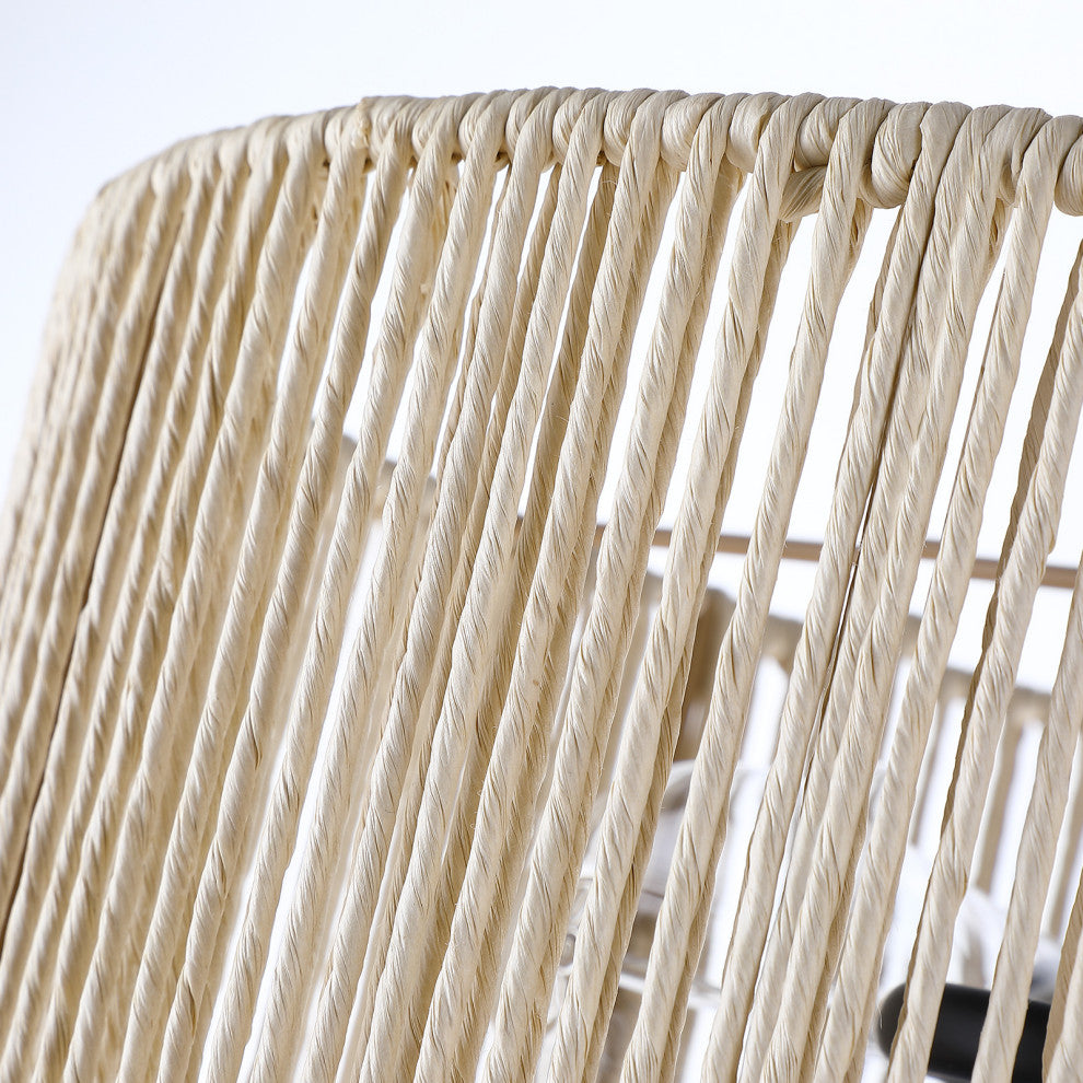 14" W 2-Light Woven Rope Drum Semi-Flush Mount Ceiling Light, Beige