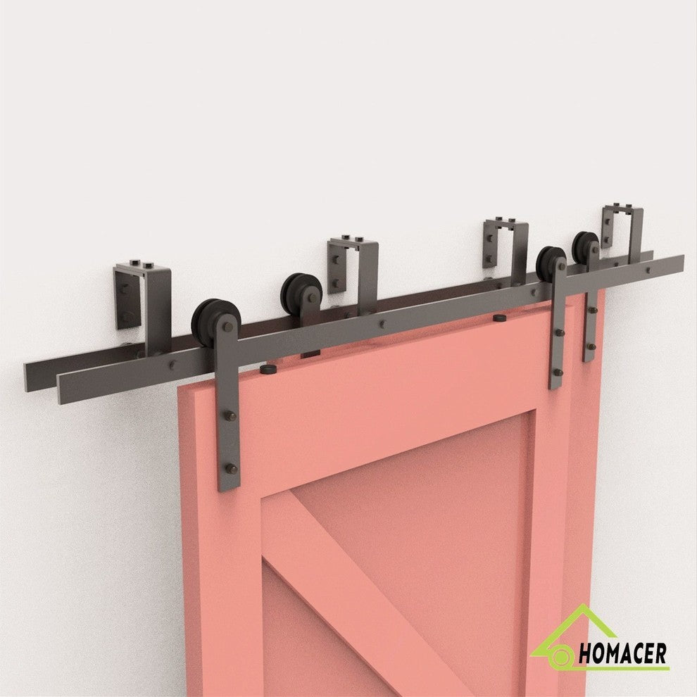 Bypass Sliding Barn Door Hardware Kit, Straight Design
