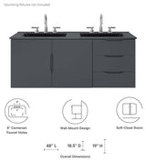 Vitality 48" Double Sink Bathroom Vanity, Gray Black