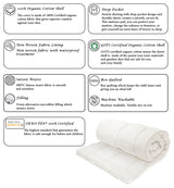 Down Alternative Organic Cotton Shell Mattress Pad, Queen(60"x80")