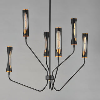 Maxim 16176 Regent 6 Light 36"W LED Abstract Chandelier - Black / Antique Brass