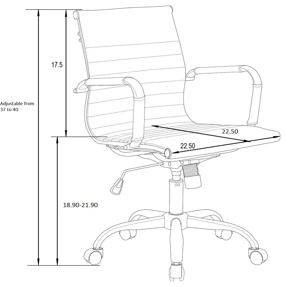 LeisureMod Harris Leather Office Task Chair With Gold Frame, Dark Brown