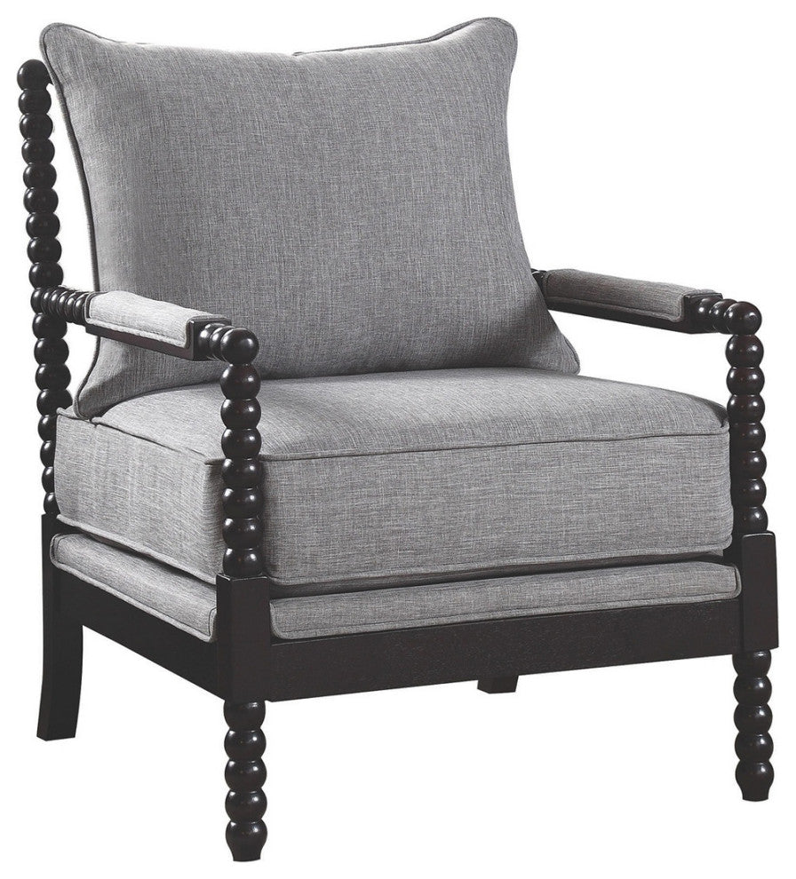 Cushion Back Accent Chair, Gray and Black