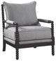 Cushion Back Accent Chair, Gray and Black