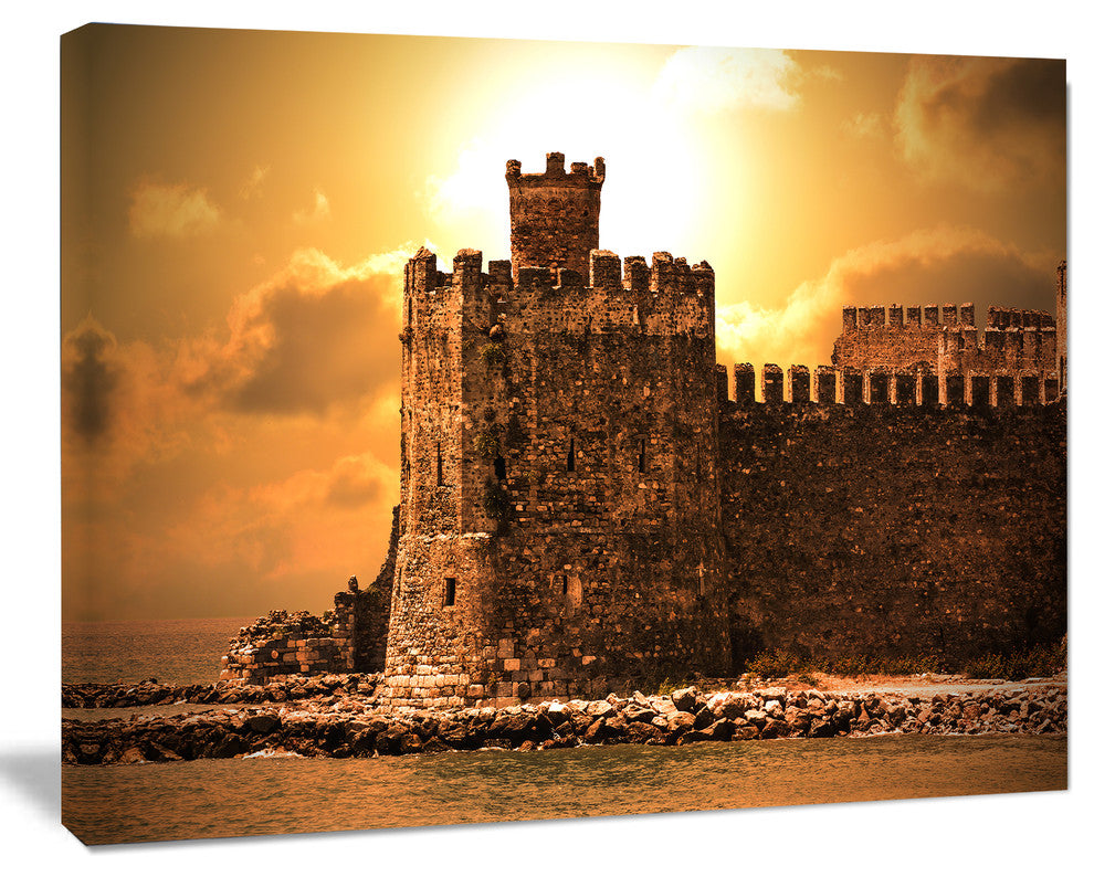 Old Castle at Sunset, Landscape Canvas Art Print, 20"x12"