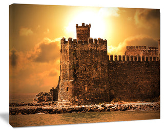Old Castle at Sunset, Landscape Canvas Art Print, 20"x12"