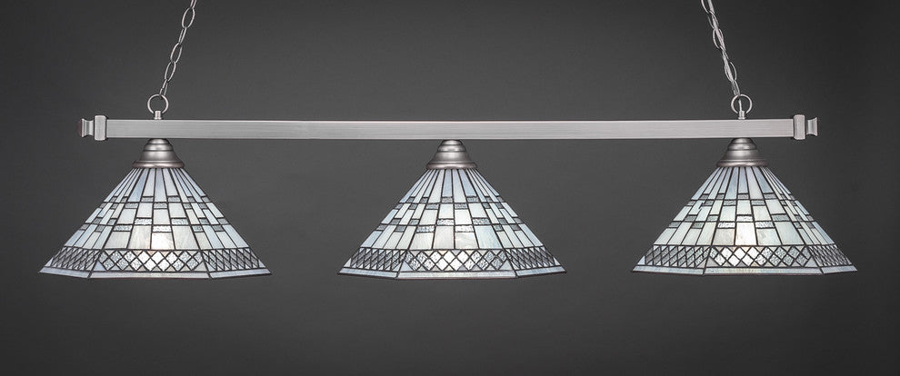 Square 3-Light Bar, Brushed Nickel/Pewter Art