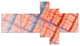 Red Fractal Grill Pattern, Abstract Art on Canvas, 60"x32", 5 panels