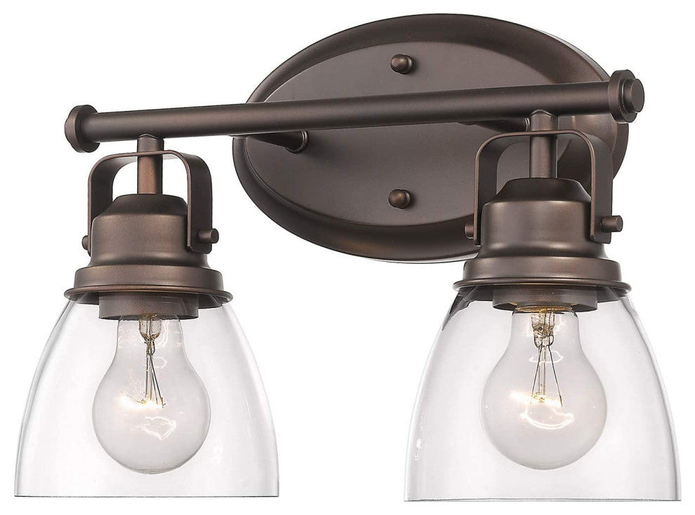 2-Light Antique Wall Lights Industrial Glass Wall Sconce With Oil Rubbed Finish