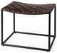 Clarissa Dark Brown Genuine Leather Woven Seat w/Black Metal Frame Stool