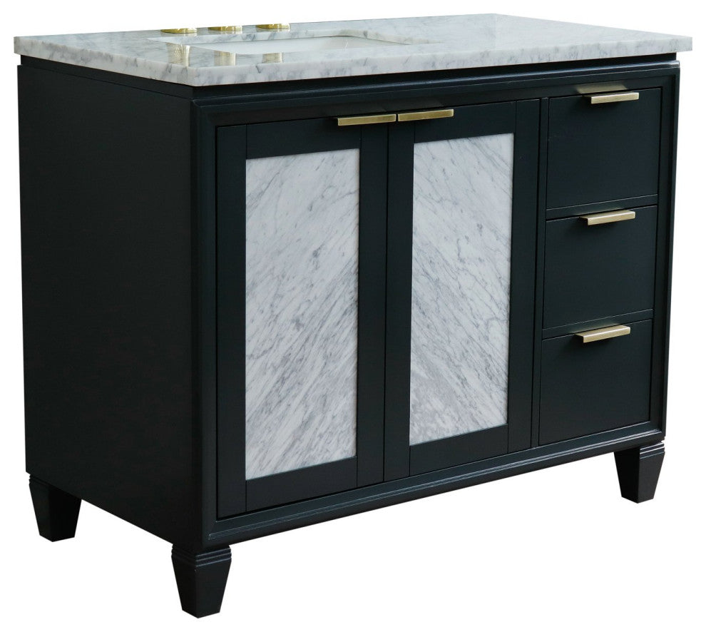 43" Single Vanity, Dark Gray Finish With White Carrara