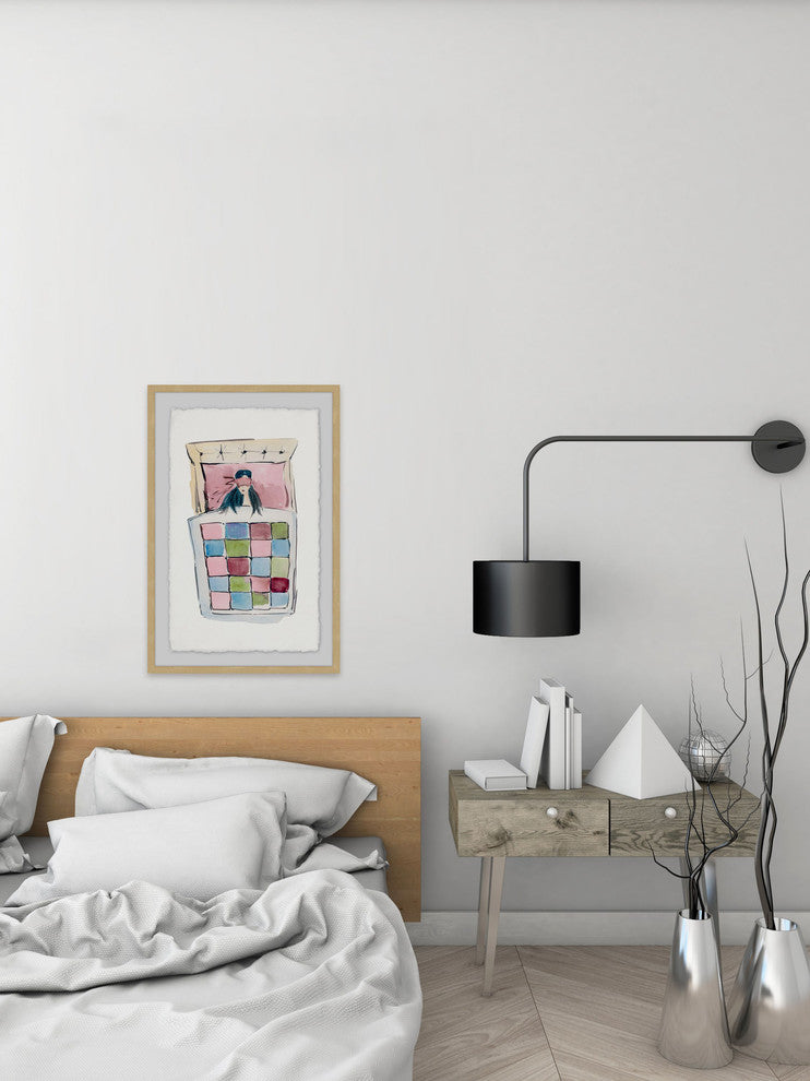 "Sleeping Pink" Framed Painting Print, 12"x18"