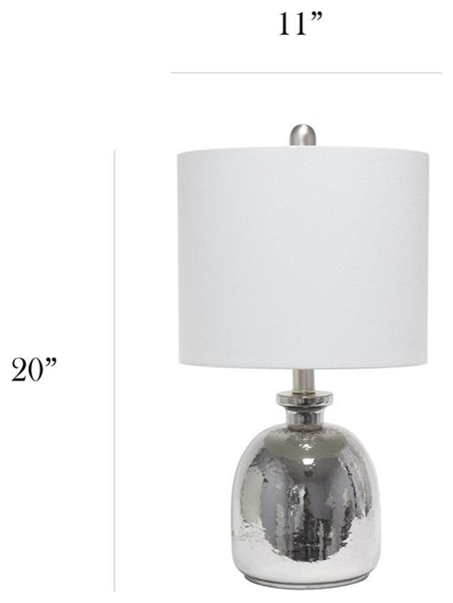 Elegant Designs Silvery Glass Table Lamp with Light Gray Shade