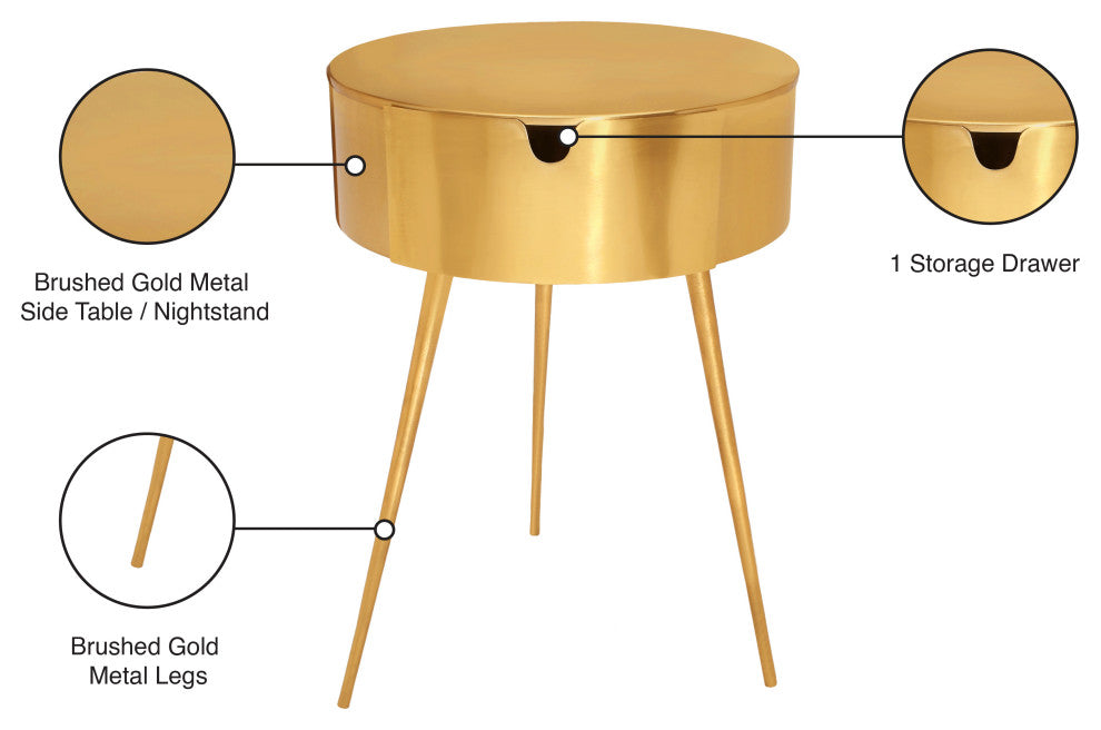 Bali Metal Side Table/Nightstand, Gold