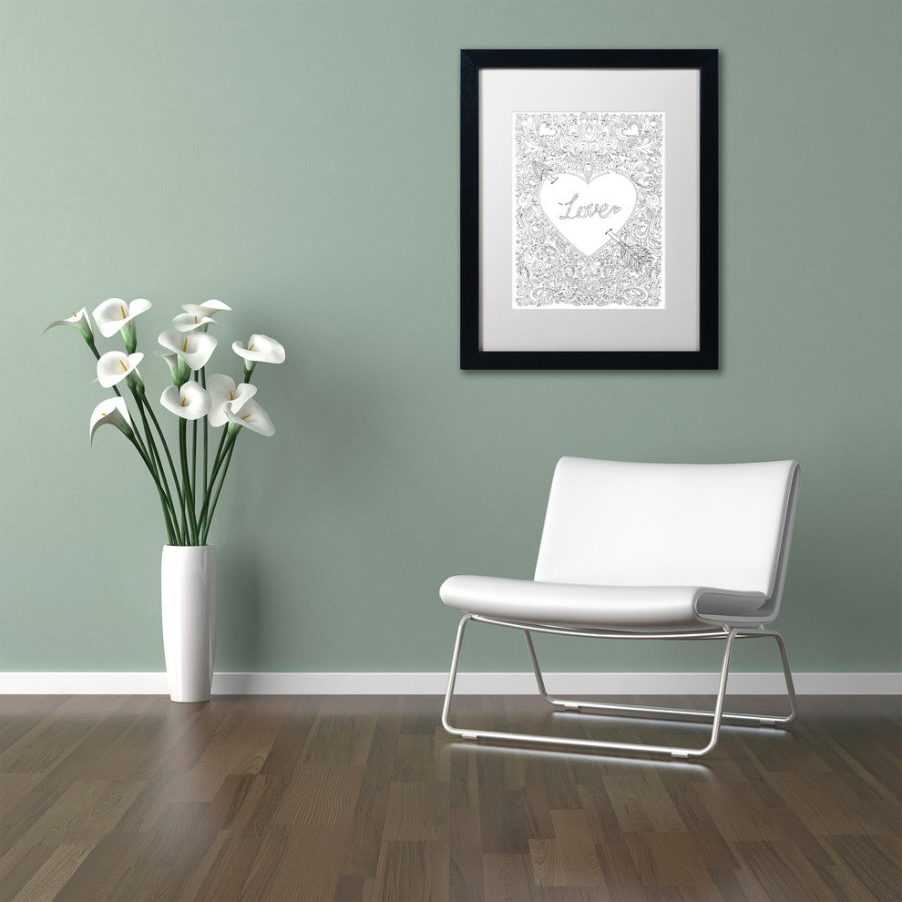 Hello Angel 'Arrow to my Heart' Art, Black Frame, White Mat, 14x11
