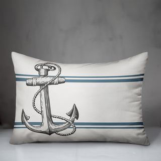 Gray Seaside Anchor Outdoor Throw Pillow, 14x20