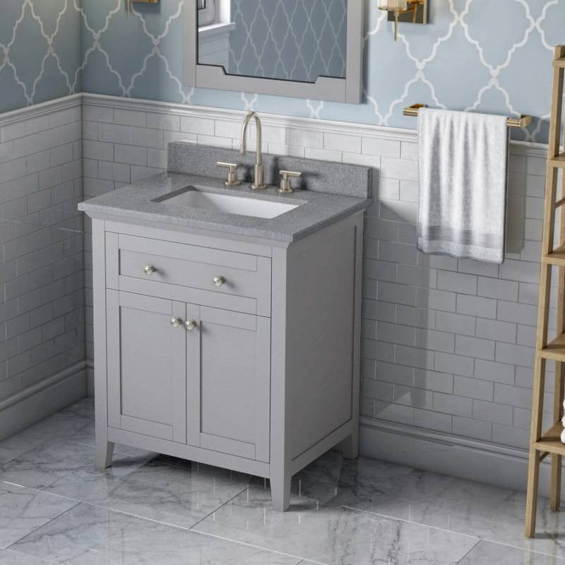 Chatham Traditional 30" Grey Single Sink Vanity, Steel Grey Cultured Marble Vani