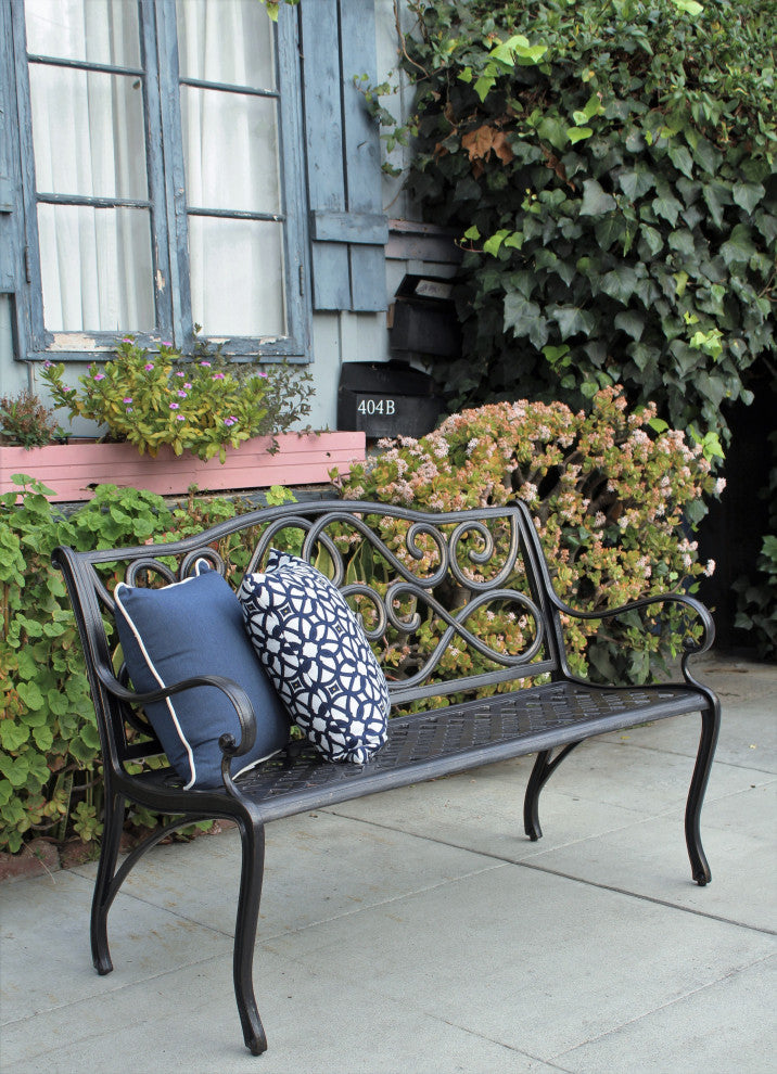 4' Scroll Bench, Copper Black