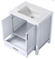 Jacques 30" White Single Square Sink Vanity with Quartz Top, No Mirror