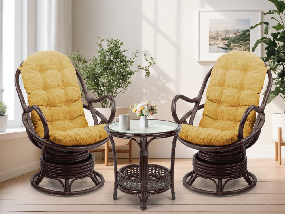 Java 3-Piece Living Room Set, Light Brown Cushions