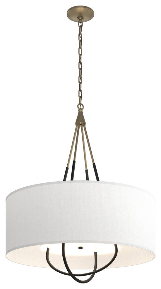 Loop Pendant, Soft Gold Finish, Black Accents, Natural Anna Shade