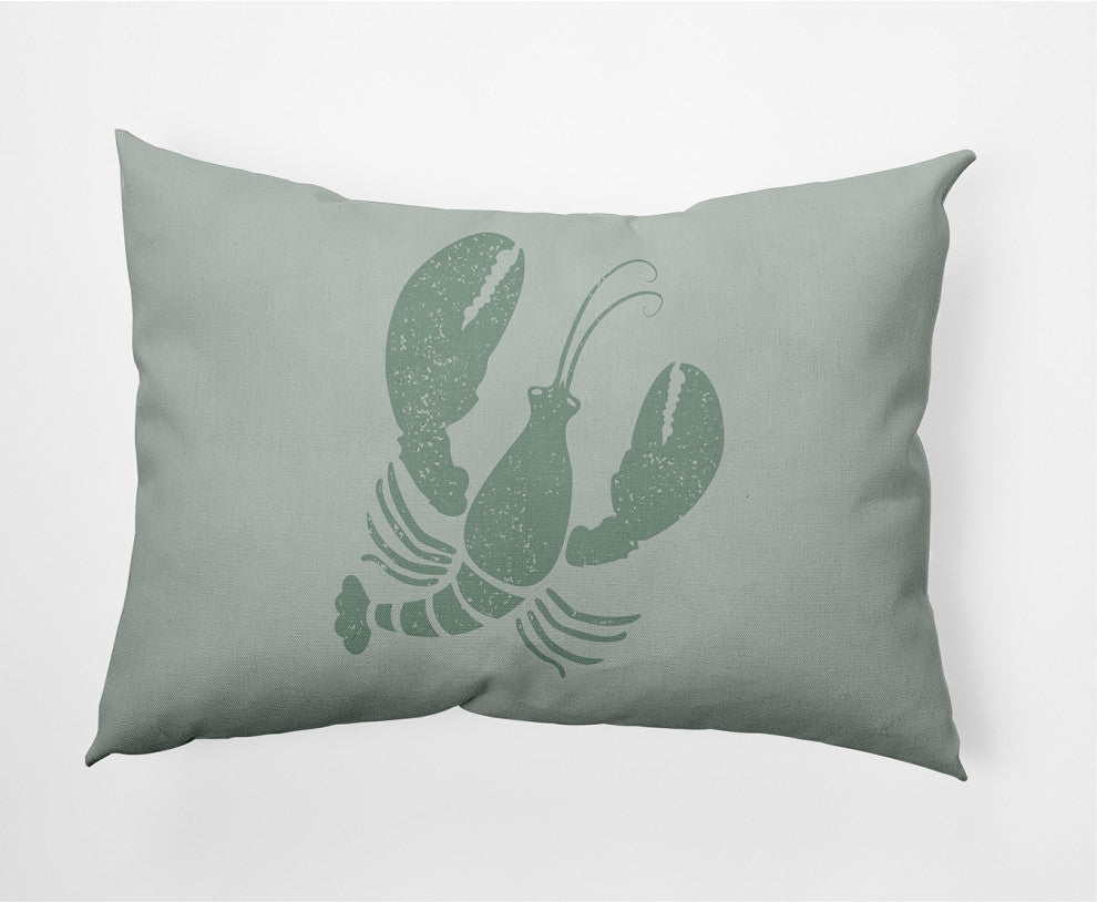 14x20" Lobster Nautical Decorative Indoor Pillow, Sage