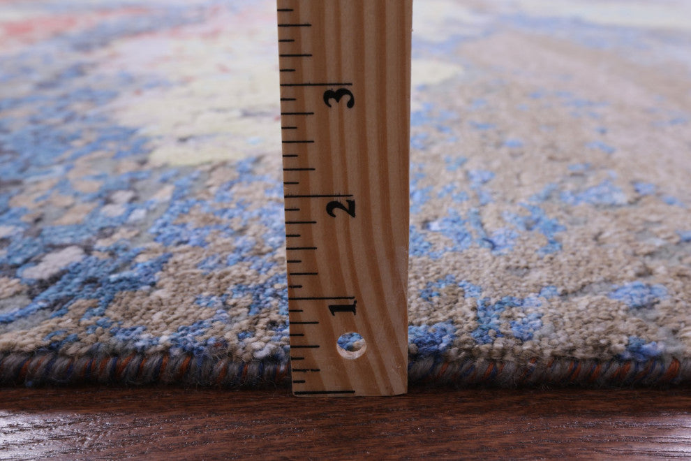 Handmade Wool and Silk Abstract Rug 9' 0" X 11' 10" Q8779
