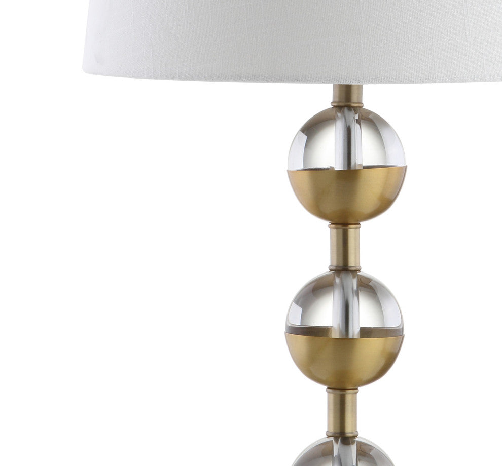 Avery 27.5" Crystal Table Lamp, Clear and Brass Gold, Set of 2