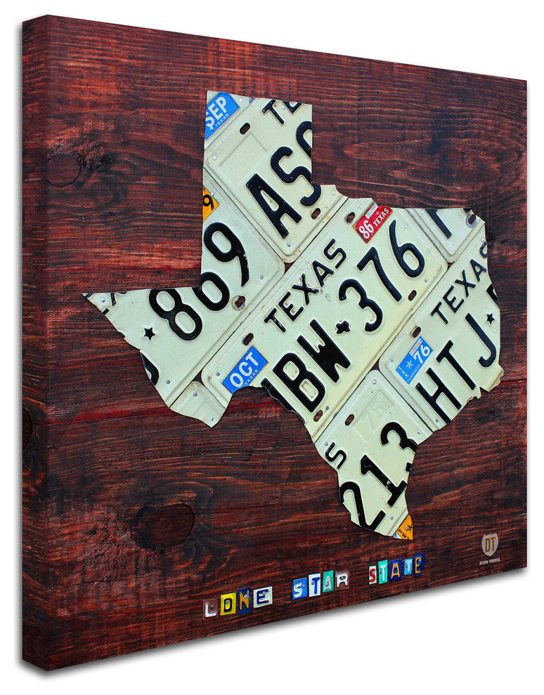 "Texas License Plate Map Large" Canvas Art by Design Turnpike