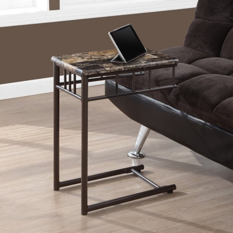 HomeRoots 18" x 12" x 24" Cappuccino Brown Mdf Metal Accent Table