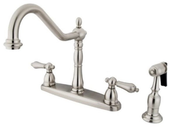 Heritage 8" Center Kitchen Faucet with Brass Sprayer