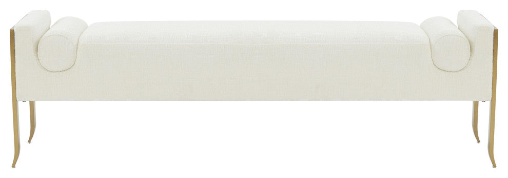 Ines Cream Textured Velvet Bench