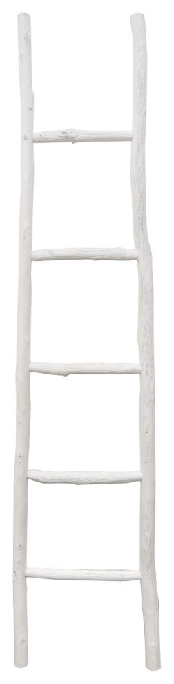 Plutus Brands Wood Ladder Decor, White, White Wood
