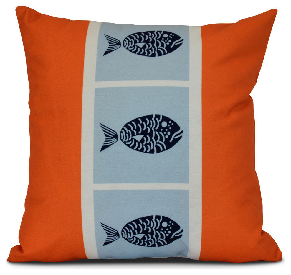 Fish Chips, Animal Print Pillow, Orange, 18"x18"
