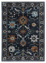Keller Traditional Floral Navy/ Rust Area Rug, 9'10" x 12'10"