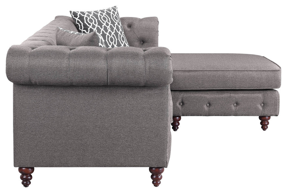 Waldina Reversible Sectional Sofa, Brown Fabric
